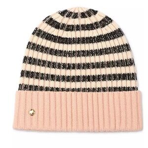 kate spade Black and Pink Striped Beanie